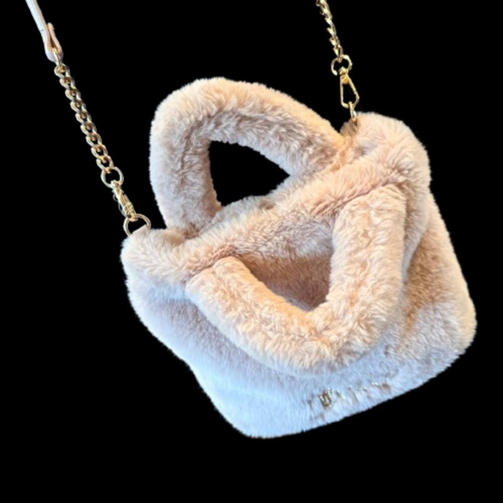 Juicy Couture Dusty Pink Furry Bling Crossbody Shoulder Bag